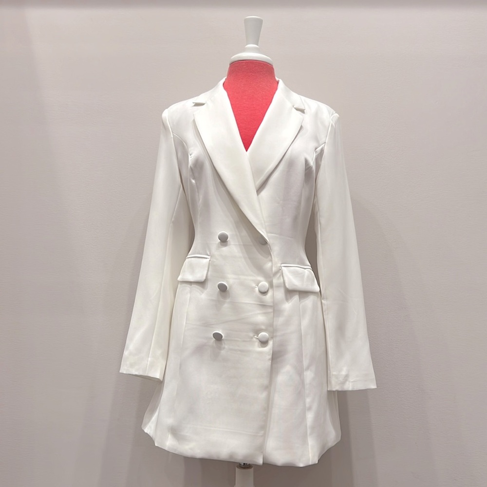 LS Blazer Dress White
